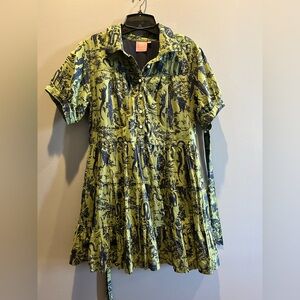 Just Don Green and Navy Crocodile print Dress